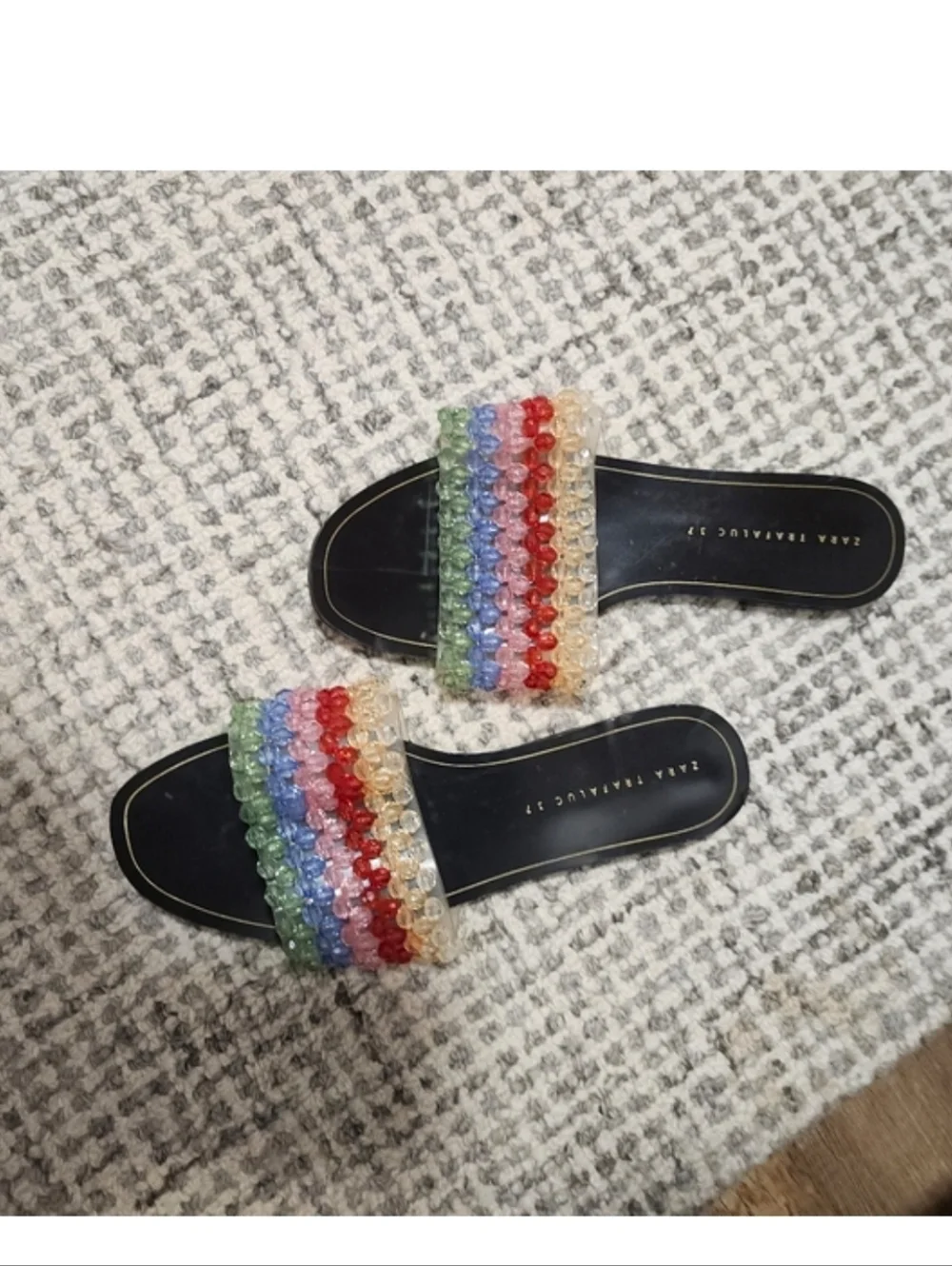 Zara Women's TRF Rainbow Beads  slip-on sandals Slide Flip Flops 37 / 6.5 - Picture 6 of 14